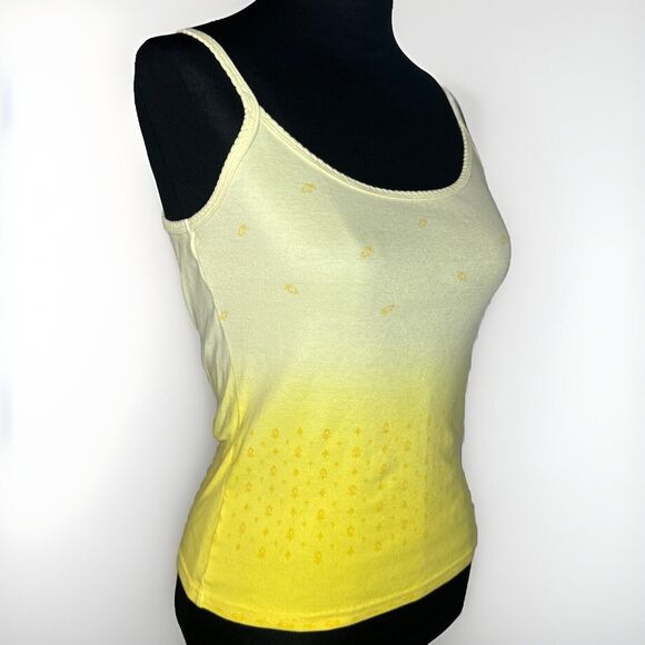Vintage Y2K Yellow Ombre Tank Top S 2000s Cotton Ditsy Floral Fairy Whimsical - Picture 4 of 10